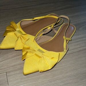 ASOS DESIGN Wide Fit Lido bow ballet flats in yellow